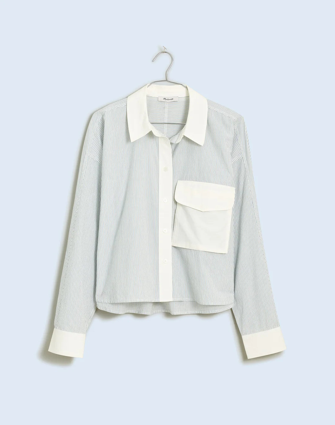 Flap-Pocket Crop Button-Up Shirt in Poplin | Madewell