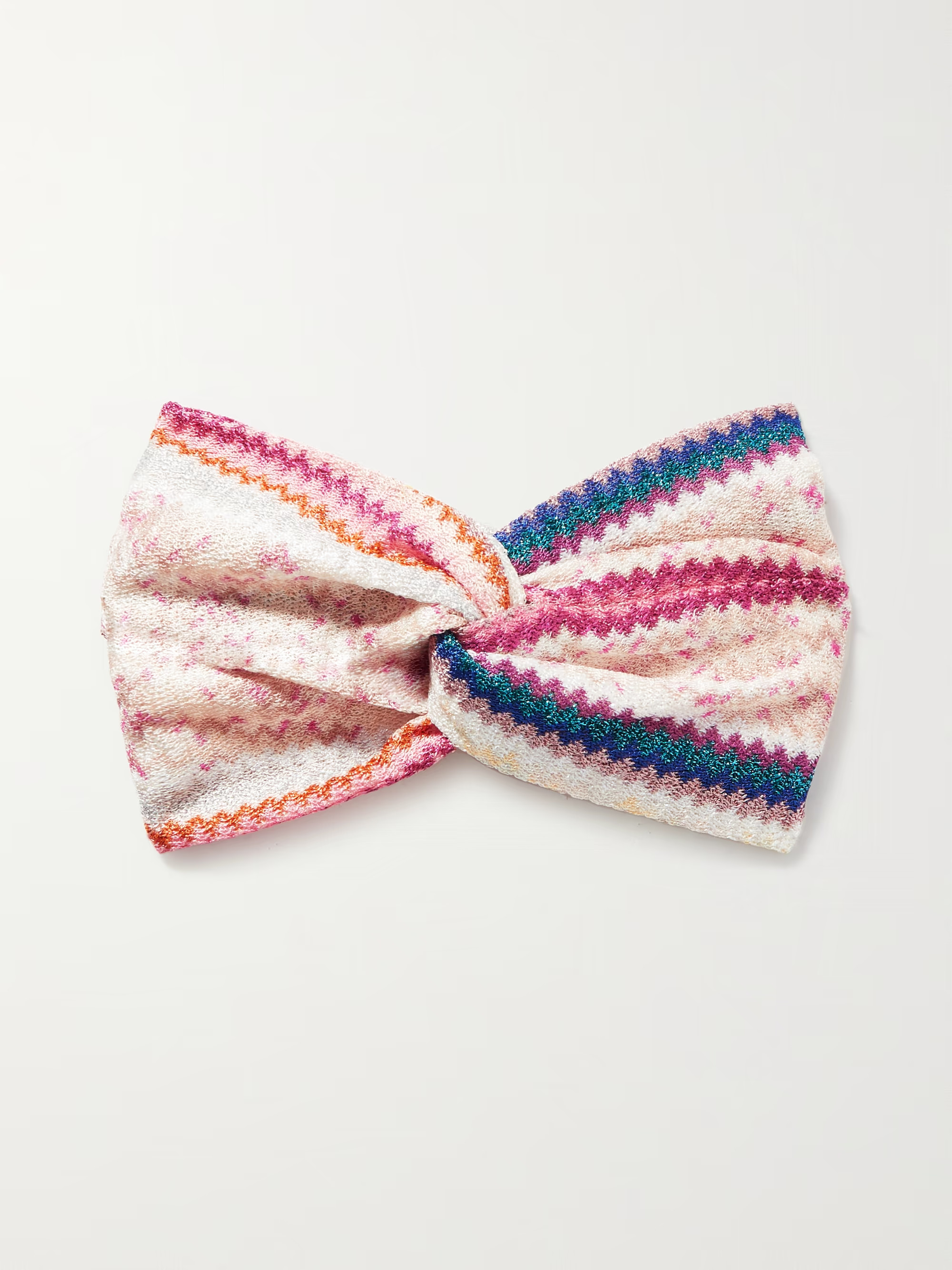 Twisted striped metallic crochet-knit headband | NET-A-PORTER (US)