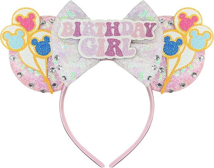 Pink Birthday Headband for Women Headband Birthday Party Favors Park Ears | Amazon (US)