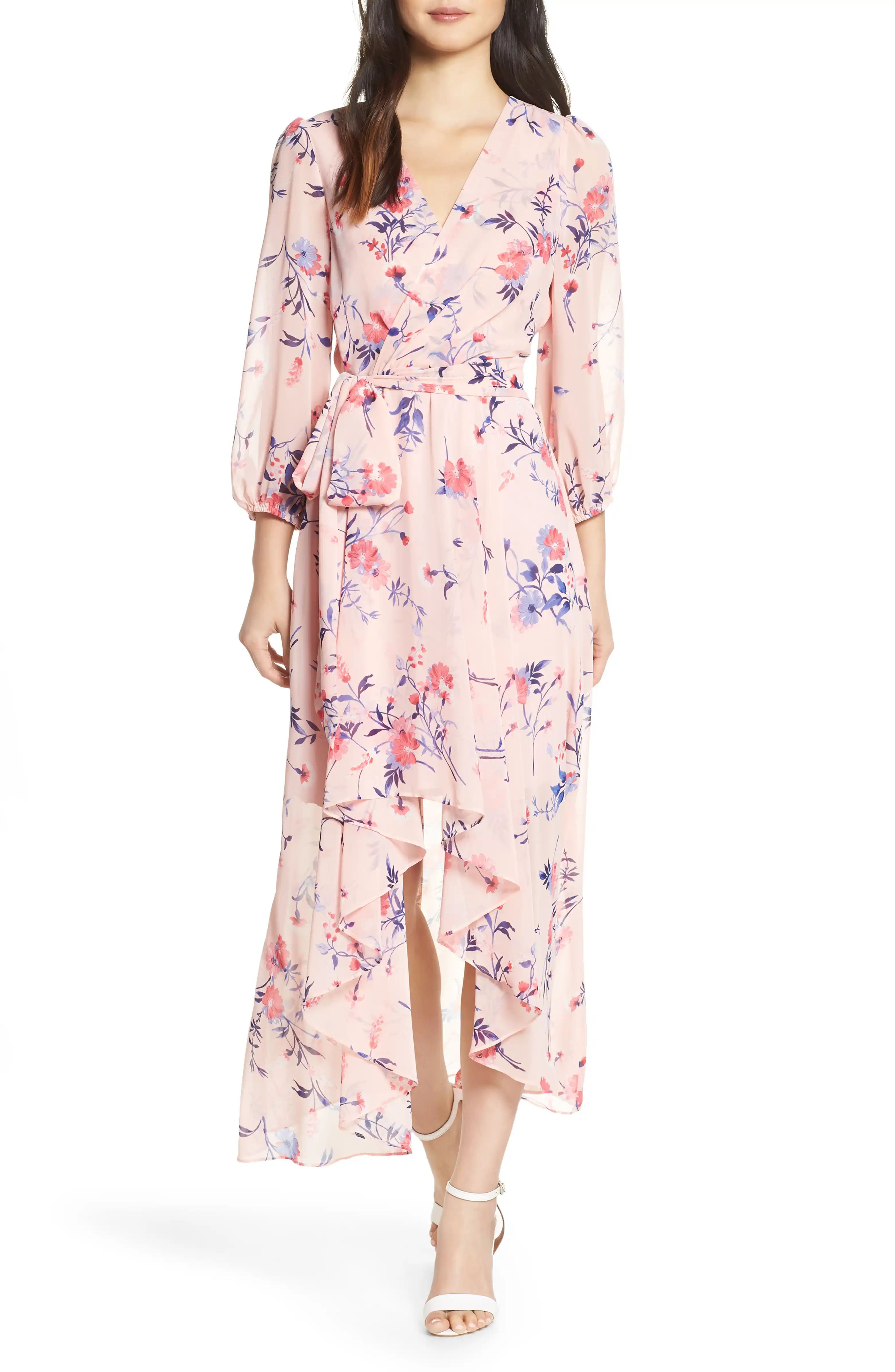 Floral Print High/Low Wrap Maxi Dress | Nordstrom