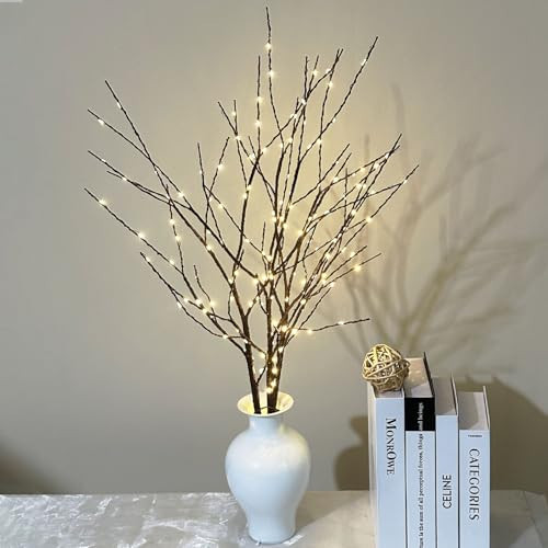 EMINGSKY 3 Pack Brown Lighted Twig Branches for Vase, Artificial Tree Twig 31.5IN 150 LED Battery Operated Warm White Bulbs for Christmas Wedding Party Outdoor and Indoor Decor | Amazon (US)