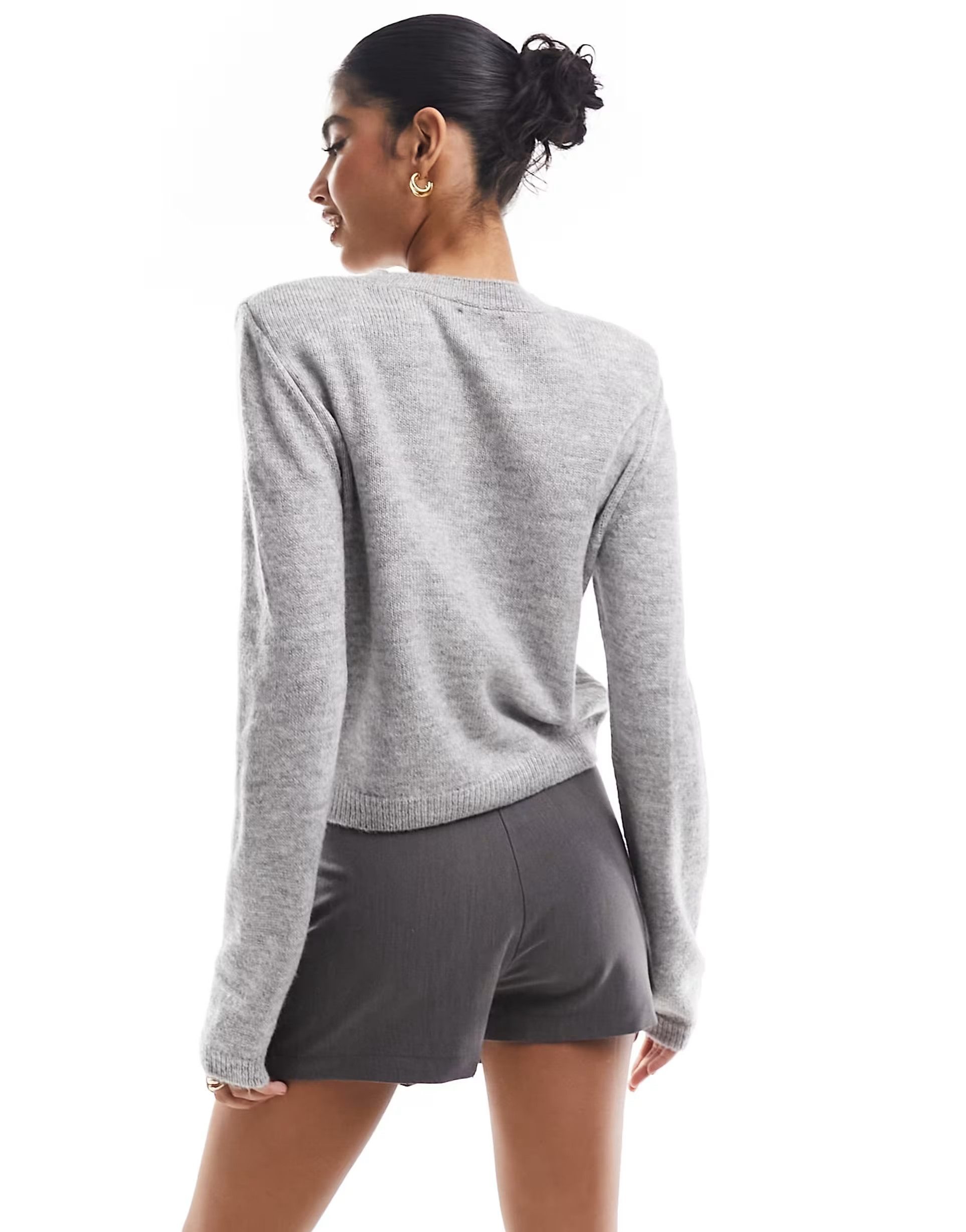 ASOS DESIGN structured sweater with shoulder pads in gray | ASOS | ASOS (Global)