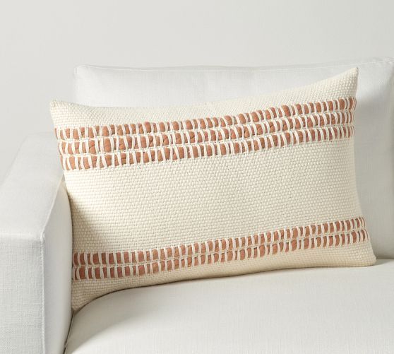 Reed Striped Lumbar Pillow | Pottery Barn (US)