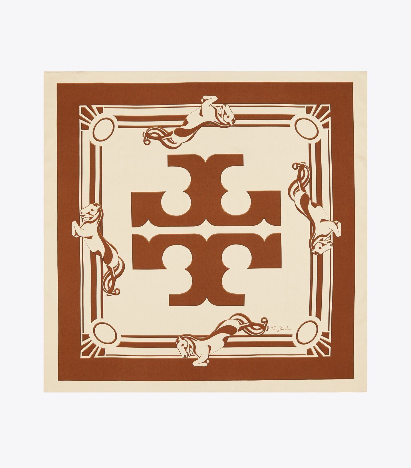 DOUBLE-SIDED CAVALIER LOGO SILK SQUARE SCARF | Tory Burch (US)