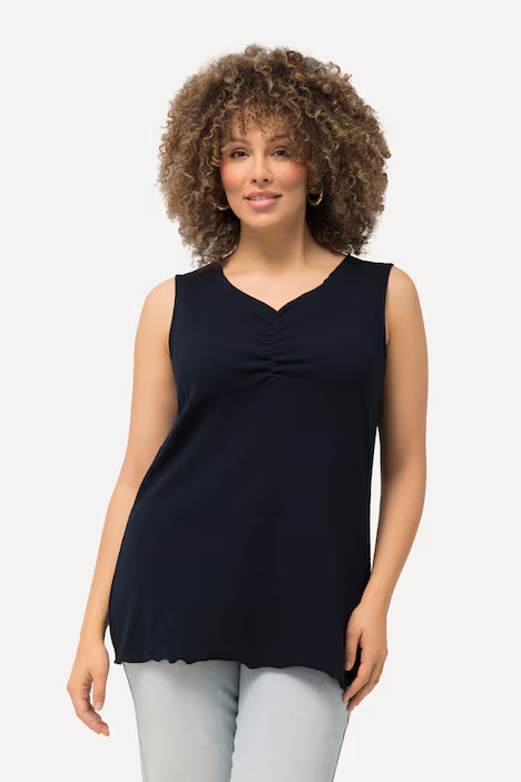 Ribbed Curly Hem Tank | Ulla Popken - US