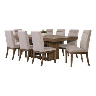 Garland 9 Piece 70 in Rectangle Caramel Brown Wood Dinng Room Set with 18-Leaf (Seats 8 ) | The Home Depot