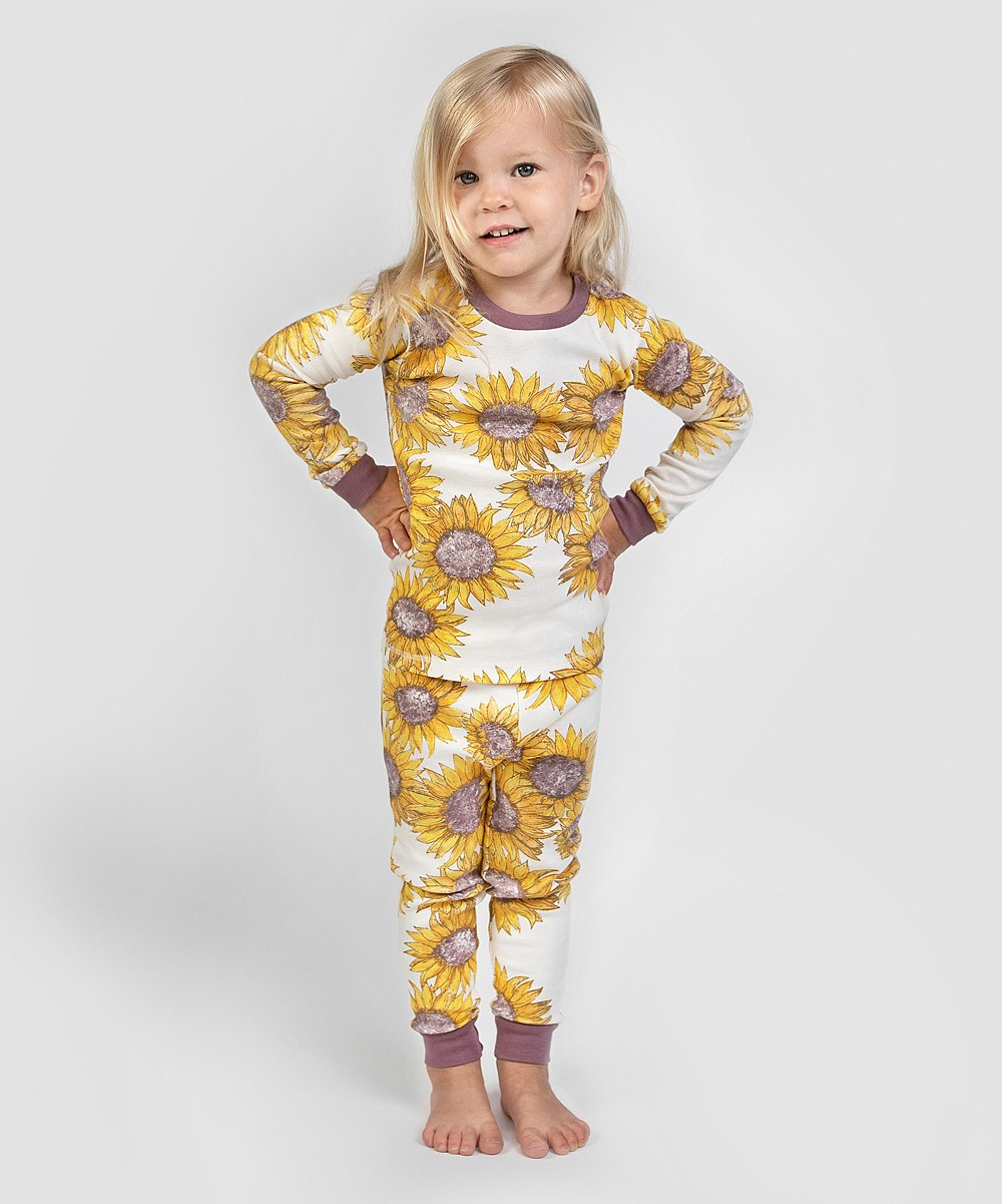 Burt's Bees Baby Girls' Sleep Bottoms GRP - Yellow & White Giant Sunflower Field Pajama Set - Toddle | Zulily