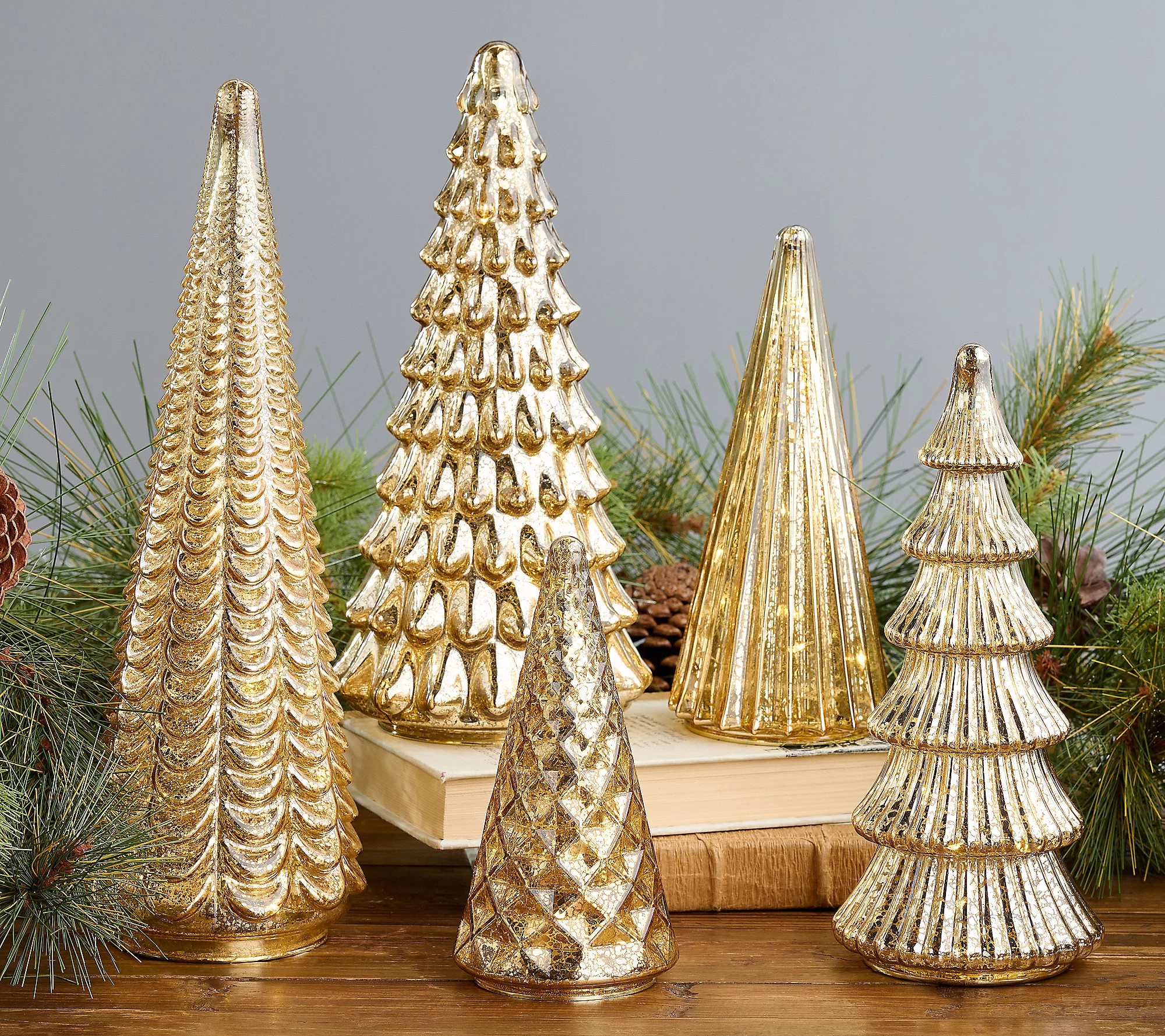 As Is BFF Collection S/5 Illuminated MercuryGlass Trees | QVC