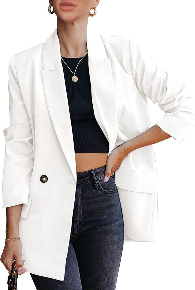 luvamia Blazer Jackets for Women Work Casual Office Long Sleeve Fashion Dressy Business Outfits | Amazon (US)