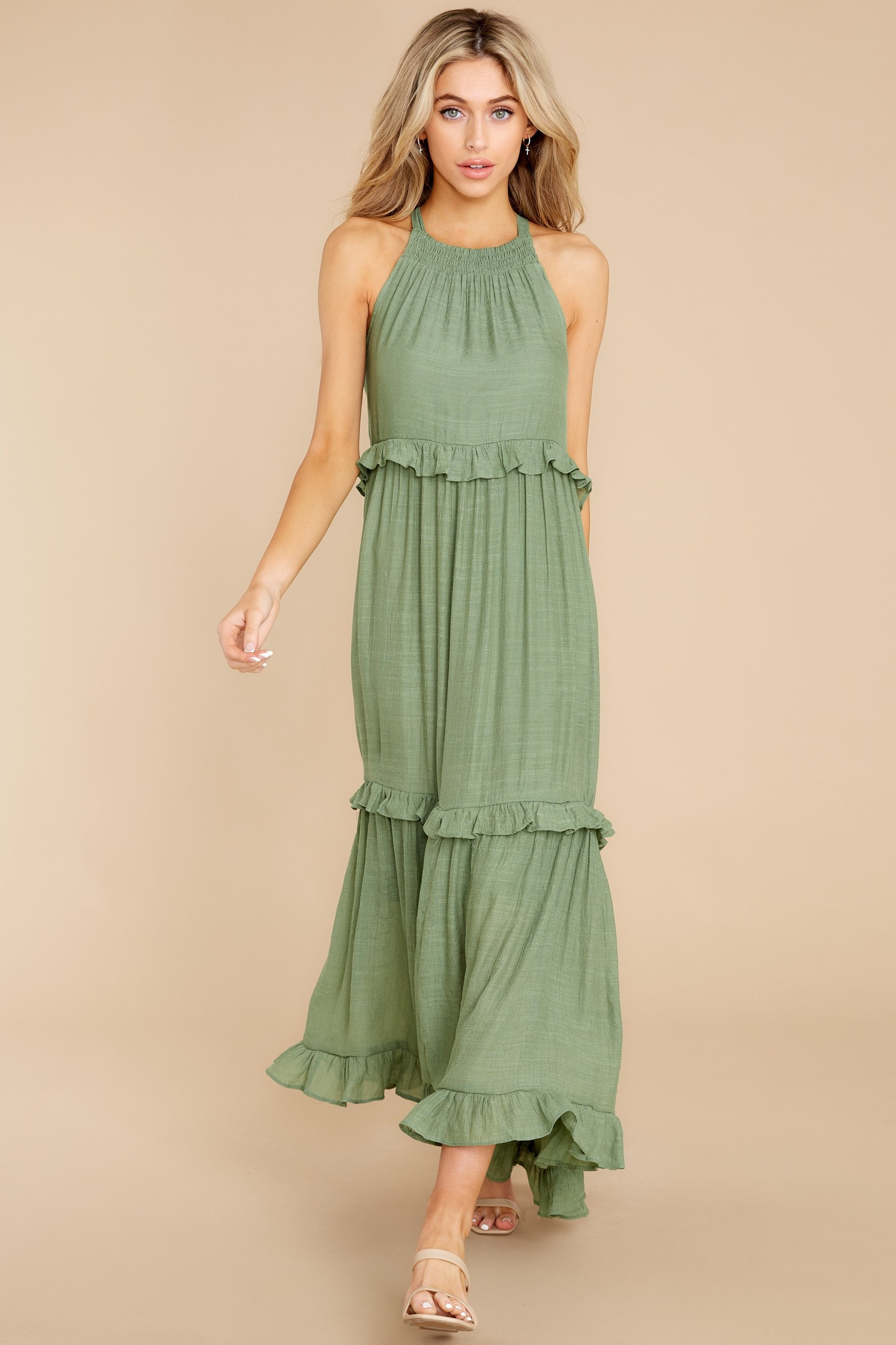 Inspire Chic Aloe Green Maxi Dress | Red Dress 