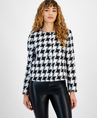 Bar III Women's Houndstooth Button-Front Jacket, Created for Macy's - Macy's | Macy's