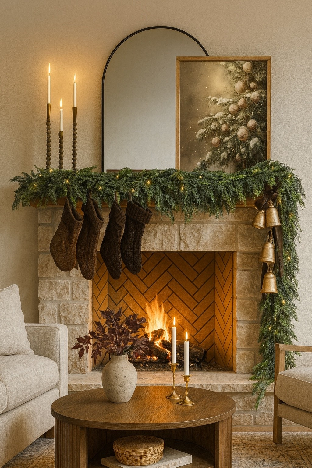Cozy Stone Fireplace Christmas Decor

Follow @farmtotablecreations on Instagram for more Amazon home finds.

A timeless Christmas look featuring a stone fireplace layered with natural textures and festive warmth. Lush garland with twinkle lights, vintage bells, and knit stockings in deep chocolate tones to bring cozy holiday charm to this corner. The glow from the fire makes it the perfect spot to curl up and enjoy the season.

#christmasmantel #fireplacedecor #holidayhome #christmasdecor #cozyhome #neutralchristmas #manteldecor #christmasvibes #interiordesign #livingroomdecor #christmasinspo #organicmodern #neutraldecor #amazonhomefinds #christmasgarland

#LTKHome #LTKSaleAlert #LTKFindsUnder50