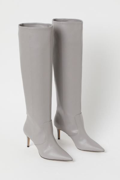 Knee-high boots in faux leather with pointed toes and covered heels. Satin lining made from recyc... | H&M (US + CA)