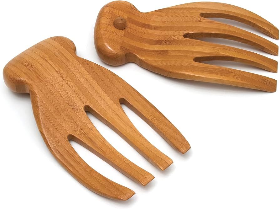 Lipper International Bamboo Wood Salad Hands With Knob Handles, 4" x 7.25" x 1.25", One Pair, 24 ... | Amazon (US)