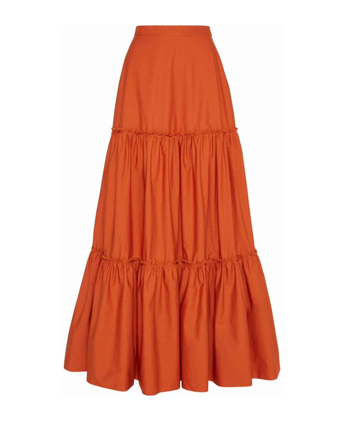 Charlotte Long Skirt In Orange Poplin | Italist.com US