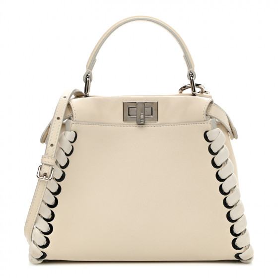 FENDI Nappa Lace Up Mini Peekaboo Iconic Satchel White | FASHIONPHILE (US)