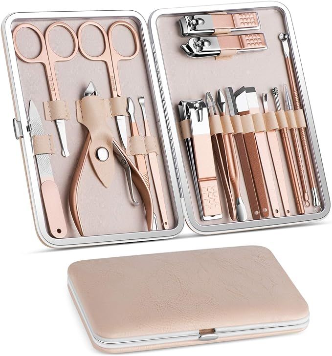 Manicure Set, Pedicure Kit, Nail Clippers, Professional Grooming Kit, Nail Tools 18 In 1 with Lux... | Amazon (CA)