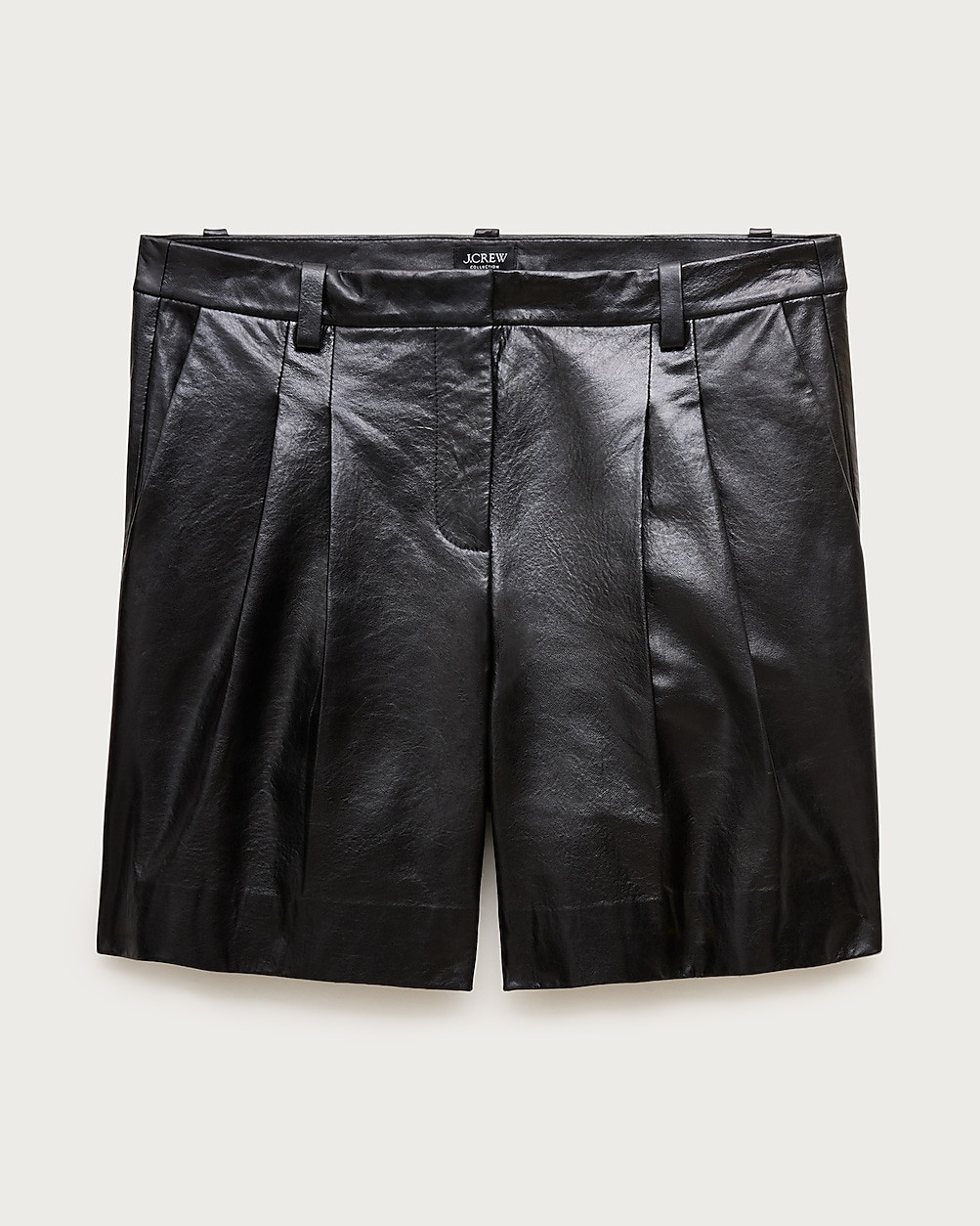 Pleated trouser short in leather | J. Crew US