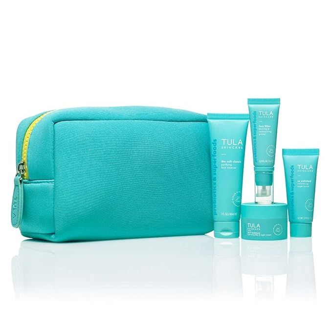 TULA Skin Care On the Go Best Sellers Travel Kit | Facial Cleanser, Day & Night Moisturizer, Suga... | Amazon (US)