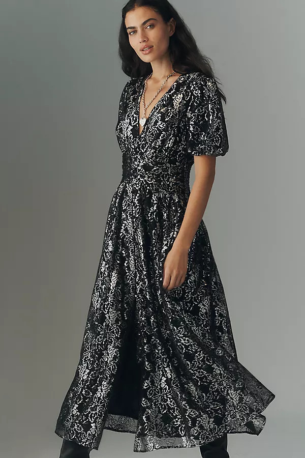 The Katerina Metallic Lace Button-Front Dress | Anthropologie (US)