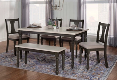 Linon Wesley Dining Table and 5 Chairs Set, Gray | Ashley