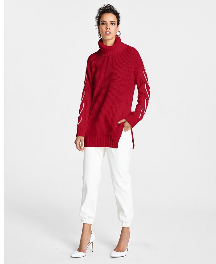 INC International Concepts Cable Turtleneck Tunic Sweater, Created For Macy's  & Reviews - Sweate... | Macys (US)