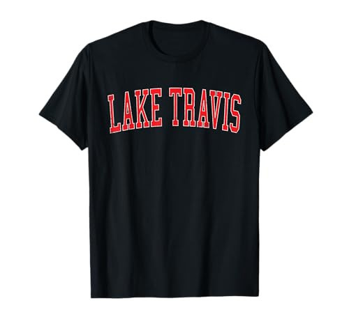 Vintage Lake Travis Distressed Red Varsity Style T-Shirt | Amazon (US)