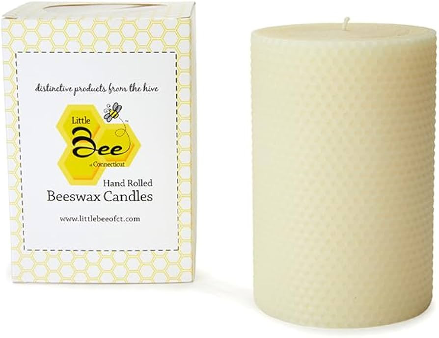 Little Bee of Connecticut Hand Rolled Beeswax Pillar Candles (4 x 6 Inch) | Amazon (US)