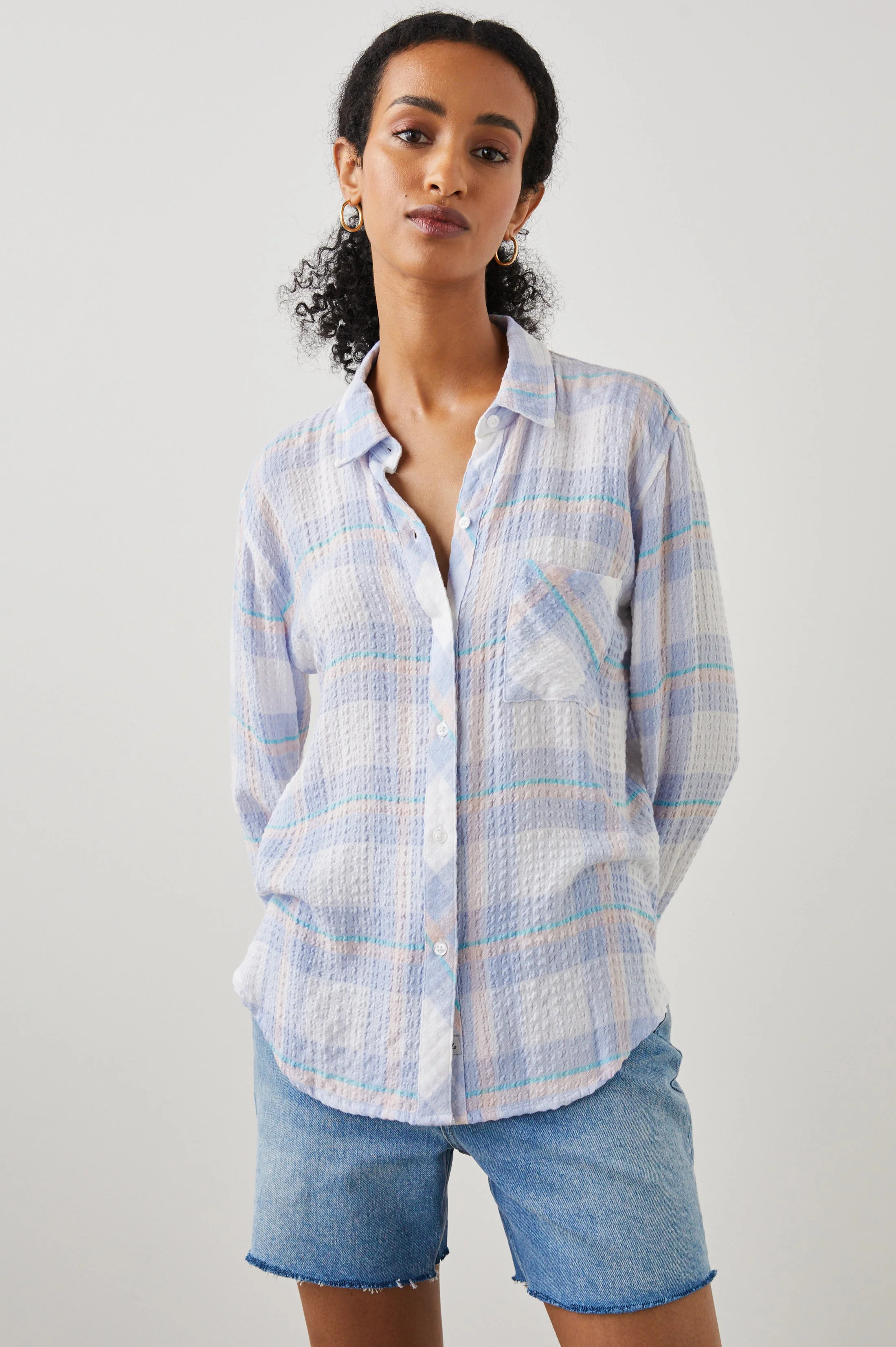 BRADY SHIRT - WHITE PERRIWINKLE PEACH | Rails