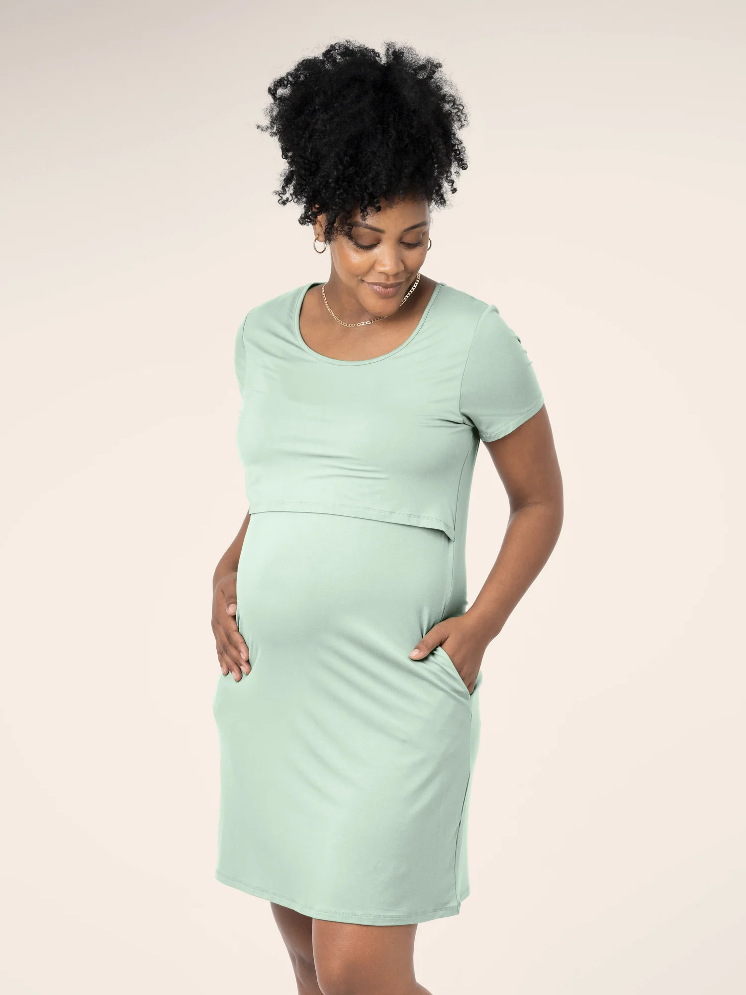 Eleanora Bamboo Maternity & Nursing Lounge Dress | Soft Mint - Kindred Bravely | Kindred Bravely