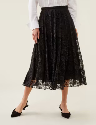 Lace Midi Skater Skirt | Finery London | M&S | Marks & Spencer (UK)