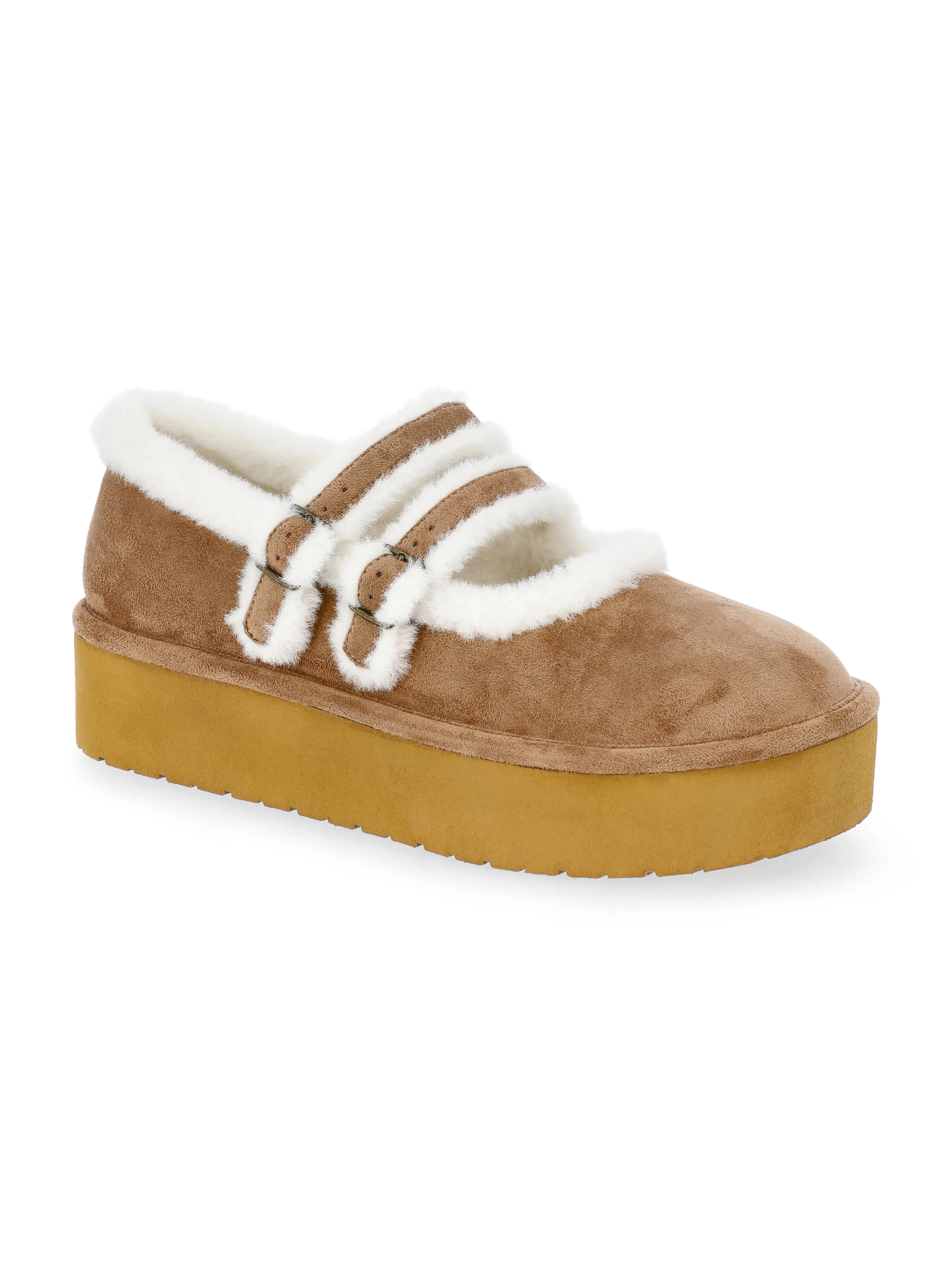 Madden NYC Women's Cozy Platform Mary Janes with Faux Fur Lining | Walmart (US)