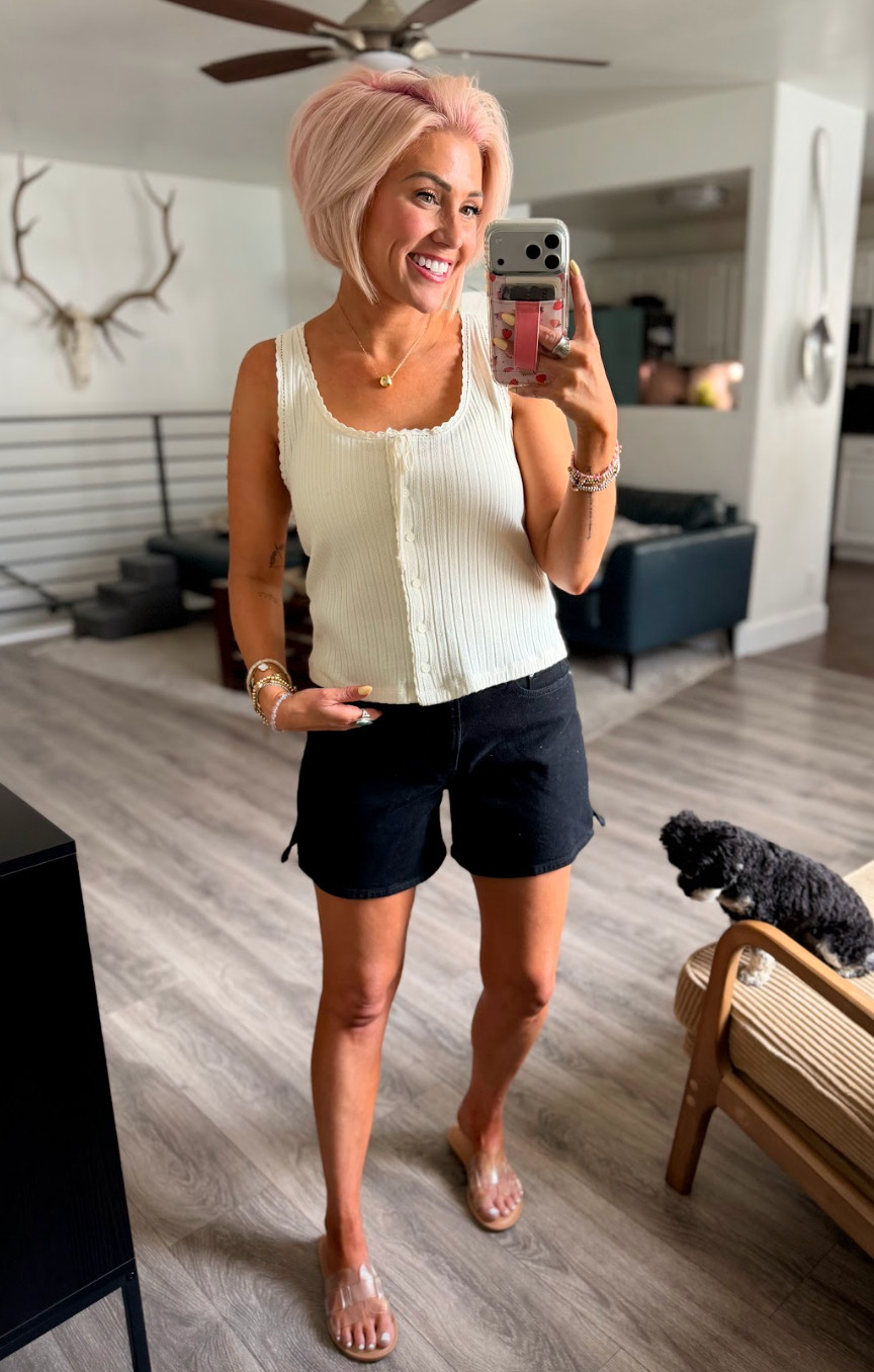 I'm obsessed with this tank/shorts combo from Target! I'm SO ready for summer. Tank: Medium // Shorts: 4 // Shoes: TTS  

 #LTKootd #LTKSeasonal