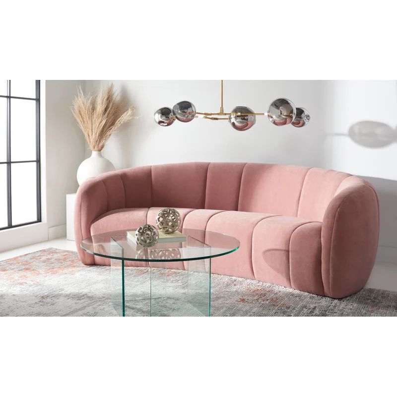 89.8'' Linen Round Arm Curved Sofa | Wayfair North America