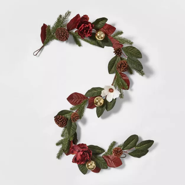 6' Mixed Greenery and Floral Artificial Christmas Garland - Wondershop™ | Target