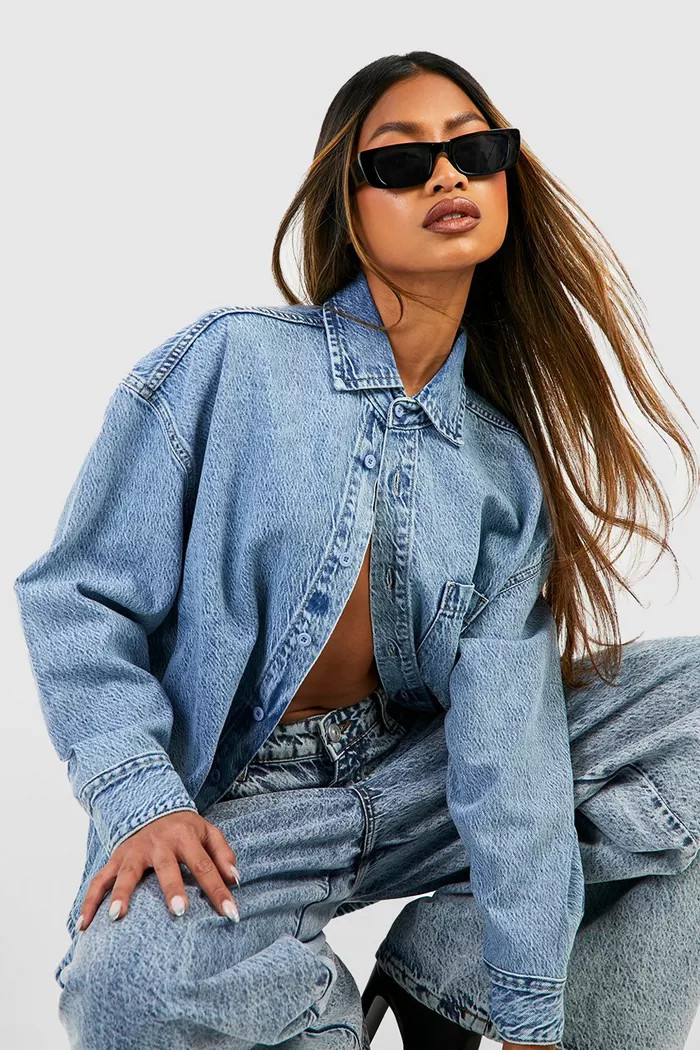 Basic Oversized Denim Shirt | boohoo (US & Canada)