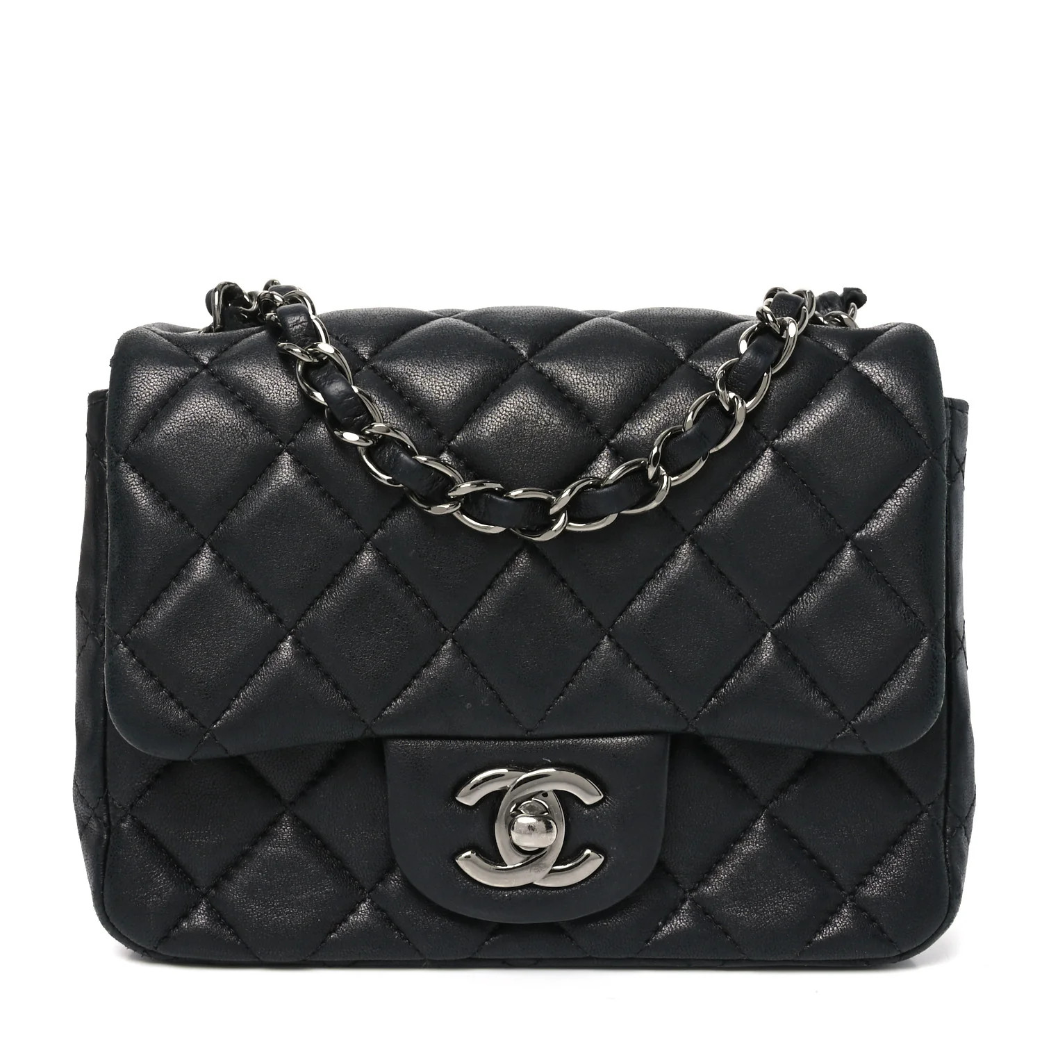 Lambskin Quilted Mini Square Flap Black | FASHIONPHILE (US)
