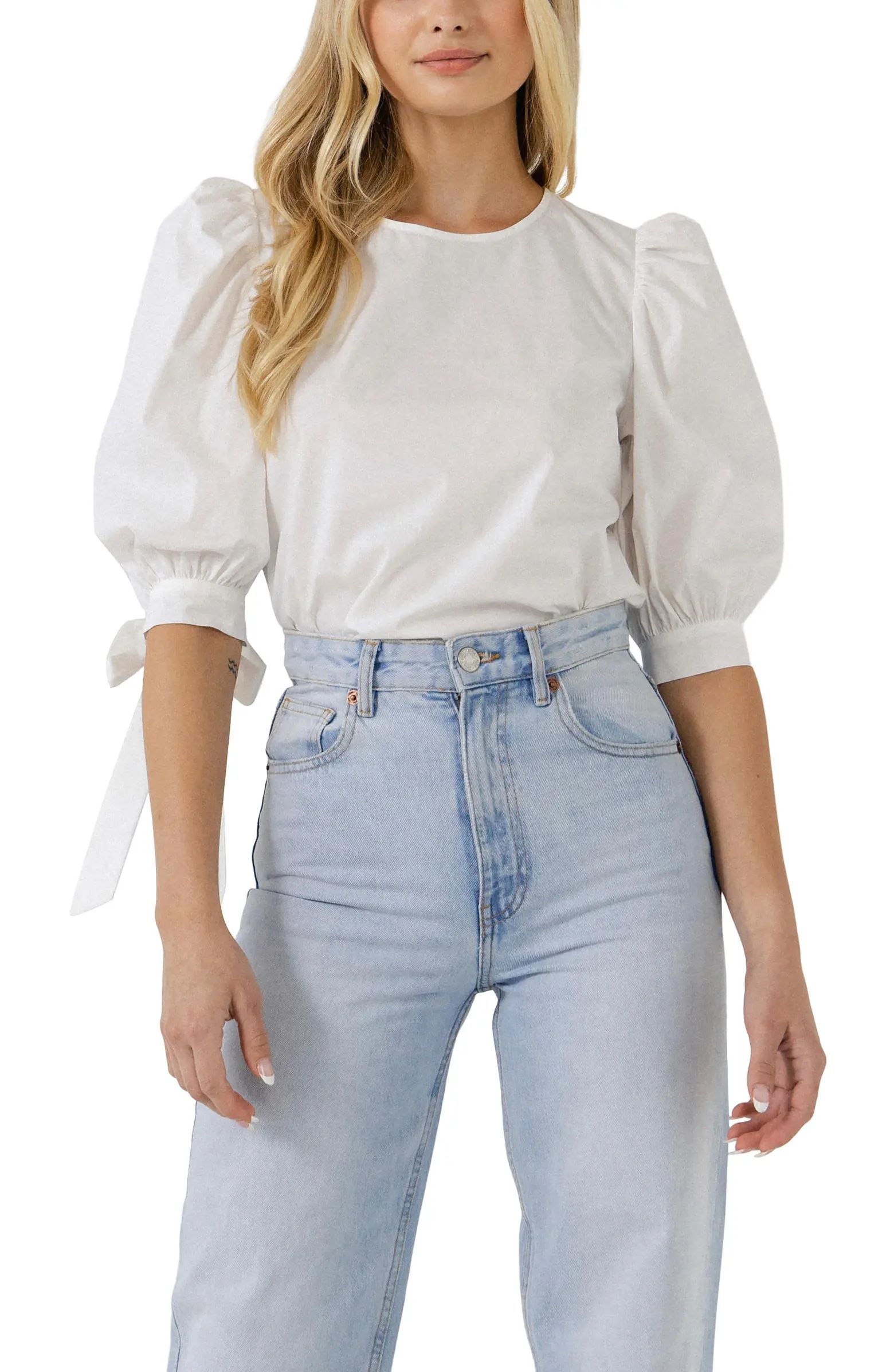 Bow Banded Puff Sleeve Blouse | Nordstrom