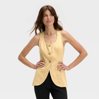 Women's Linen Blend Vest - A New Day™ | Target