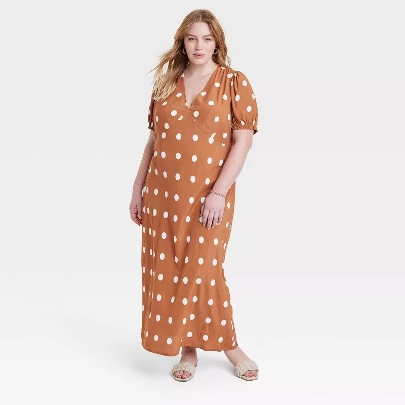 Women's Crepe Puff Short Sleeve Dress - A New Day™ | Target