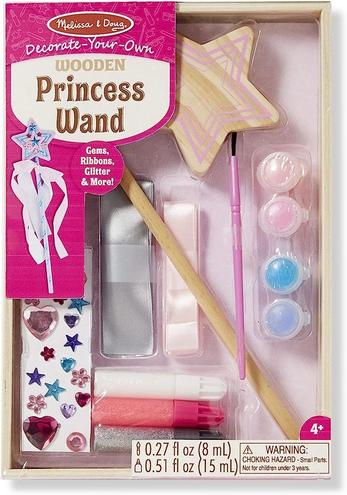 Melissa & Doug Decorate-Your-Own Wooden Princess Wand Craft Kit , Pink | Amazon (US)