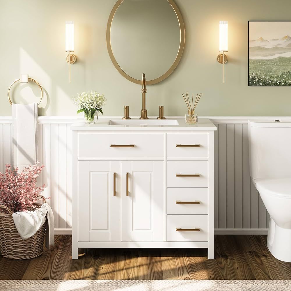 AMERLIFE 36" Bathroom Vanity with Sink Combo, Modern Undermount Small Single Bathroom Cabinet Set... | Amazon (US)
