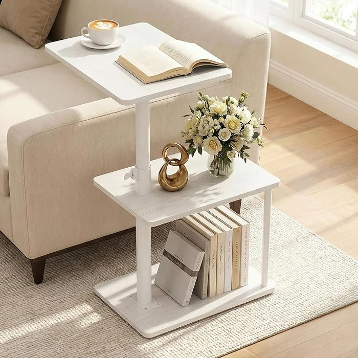 360° Swivel Side Table for Height Adjustable, C Shaped End Table for Couch with Storage, 3-Tier ... | Amazon (US)