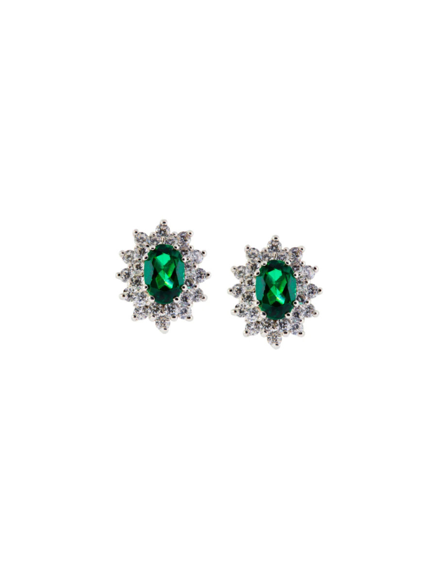 LOUISE, EMERALD & WHITE SAPPHIRE STUDS | Dorsey