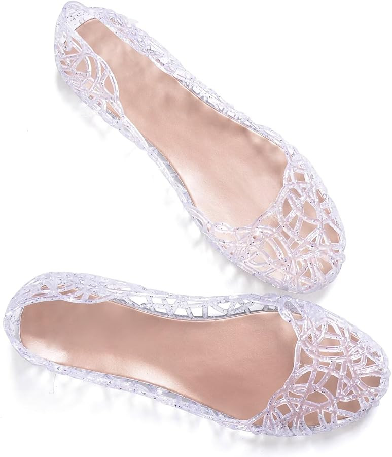 Stunner Women's Beach Jelly Shoes Slip On Crystal Summer Soft Hollow Ballet Flats | Amazon (US)