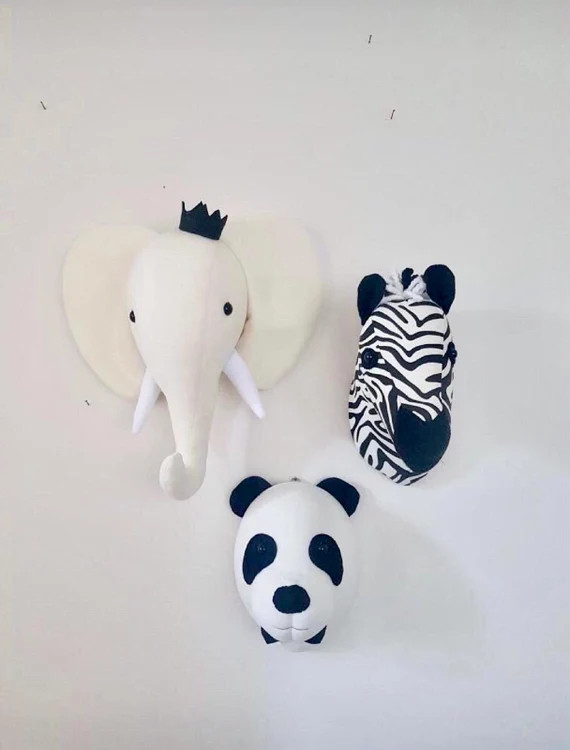 Safari Animal Wall Mount Plush Animal Head Faux Animal Heads for Kids Baby Nursery Safari Animal ... | Etsy (US)