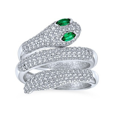 Bling Jewelry CZ Micro Pave Stackable Bypass Wrap Statement Snake Ring Sterling Sliver Size - 6 | Target