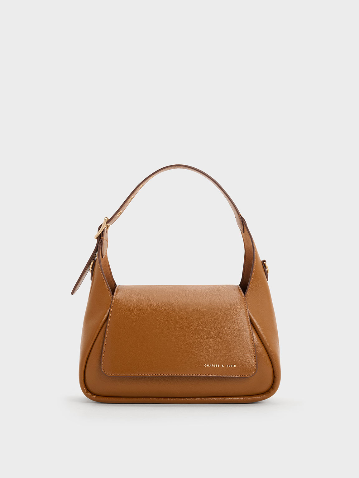 Buzz Front Flap Hobo Bag
 - Chocolate | Charles & Keith EU