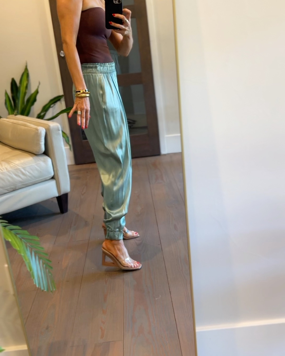 1) Your go-to clear/nude heel for summer 2024. You’re welcome. 
2) Best tube top bodysuit EVER. Getting in every color. Thong back and so snatched. 
3) Satin joggers never go out! These are way old Zara, but here are a few elevated options..

#LTKStyleTip #LTKShoeCrush #LTKOver40