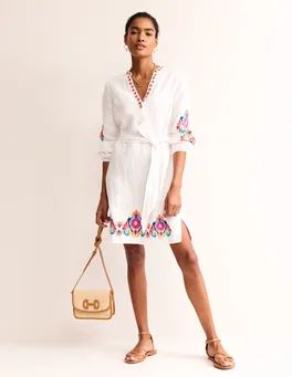 Cleo Embroidered Linen Dress | Boden (US)